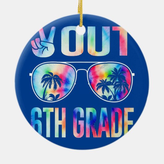 絞り染めの最後の日学校の平和6年生 セラミックオーナメント (裏面)