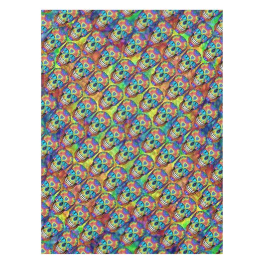 絞り染めの死んだゾンビのスカルの綿のテーブルクロス テーブルクロス (正面)