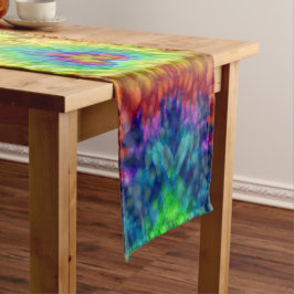絞り染めの空のヴィンテージのフラクタルの万華鏡のように千変万化するパターン ショートテーブルランナー