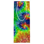 絞り染めの空のヴィンテージのフラクタルの万華鏡のように千変万化するパターン ワインギフトバッグ (裏面)