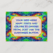 絞り染めの空のヴィンテージのフラクタルの万華鏡のように千変万化するパターン 名刺 (裏面)