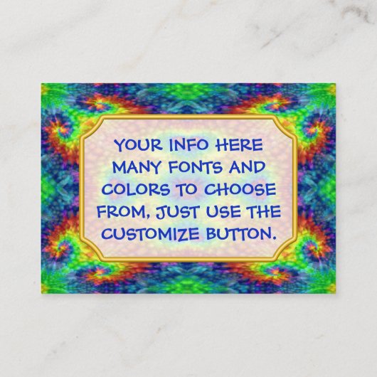 絞り染めの空のヴィンテージのフラクタルの万華鏡のように千変万化するパターン 名刺 (裏面)