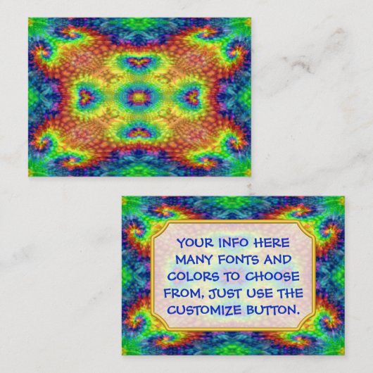 絞り染めの空のヴィンテージのフラクタルの万華鏡のように千変万化するパターン 名刺 (正面/裏面)