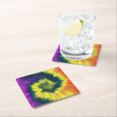 絞り染めの螺線形-コースター スクエアペーパーコースター (インサイチュ)