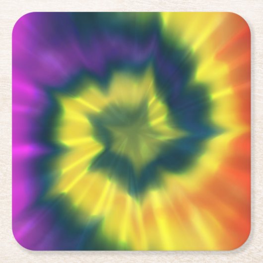 絞り染めの螺線形-コースター スクエアペーパーコースター (正面)