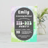 絞り染めの誕生日パーティーガールレインボー泊まりインビ 招待状 (スタンド正面)