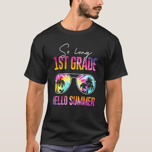 絞り染めの長い1年生こんにちは夏の最終日 Tシャツ (正面)