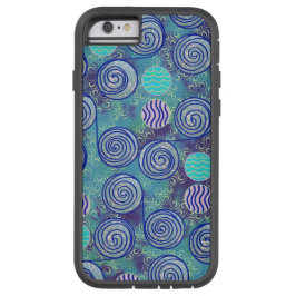 絞り染めの青い円パターン iPhone 13ケース