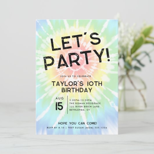 絞り染めはっきりした、パーティーの年齢誕生日 招待状 (スタンド正面)