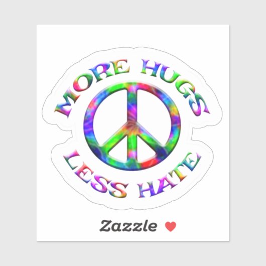 絞り染めより多くのハグより少ないヘイトピースサインシール シール (シート)