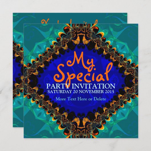 絞り染めろうけつ染めフラクタルアート招待状 招待状 (正面/裏面)