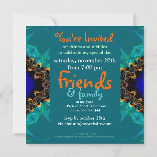 絞り染めろうけつ染めフラクタルアート招待状 招待状 (裏面)