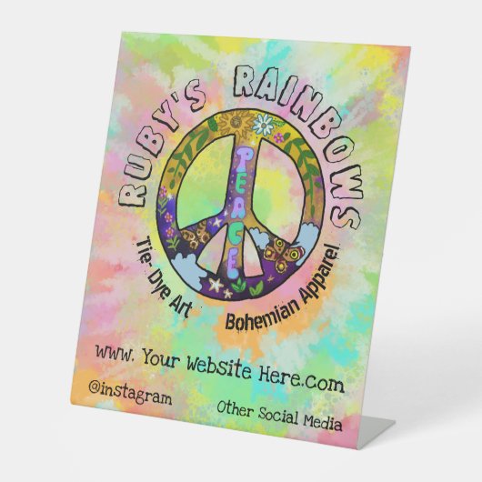 絞り染めアートとボヘミアの懸垂台座徴候 台座サイン (正面)