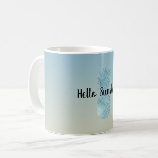 絞り染めイエローアクアパイナップル コーヒーマグカップ (正面左)