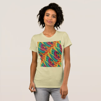 絞り染めイエローパープルターコイズ Tシャツ