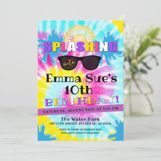 絞り染めウォータープールパーティの招待状 招待状 (スタンド正面)