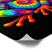 絞り染めカエルの平和のサインHippie女男性へ性 ポスター (角)