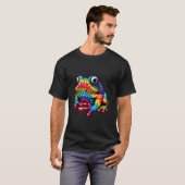 絞り染めカエルの平和サインのヒッピー Tシャツ (正面フル)
