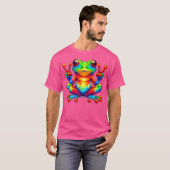 絞り染めカエル動物の平和サイン Tシャツ (正面フル)