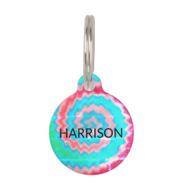 絞り染めカスタム済み犬の名連絡前情報クール ペット　ネームタグ