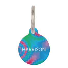 絞り染めカスタム済み犬の名連絡前情報モダン ペット　ネームタグ