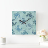 絞り染めカニの柄 スクエア壁時計 (ホーム)