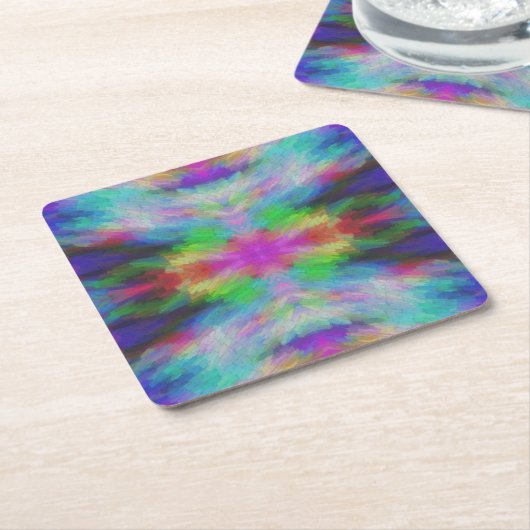絞り染めカラフルスタイルアート スクエアペーパーコースター (アングル)