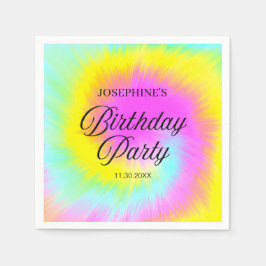 絞り染めカラフルパステルボホバースデーパーティー スタンダードカクテルナプキン