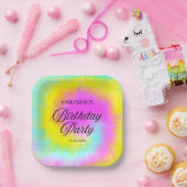 絞り染めカラフルパステルボホバースデーパーティー ペーパープレート (パーティー)