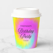 絞り染めカラフルパステルボホバースデーパーティー 紙コップ (正面)