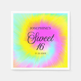 絞り染めカラフルパステルボホ16th誕生日 スタンダードカクテルナプキン