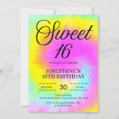 絞り染めカラフルパステルボホ16th誕生日 招待状 (正面)