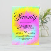 絞り染めカラフルパステルボホ70th誕生日 招待状 (スタンド正面)