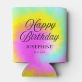絞り染めカラフルパステルレインボーハッピーバースデー 缶クーラー (裏面)