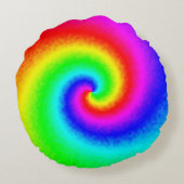 絞り染めカラフルレインボースワールヒッパイボホシック ラウンドクッション (裏面)