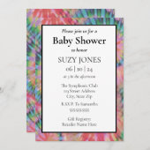 絞り染めカラフルレインボーヒッパイベイビーシャワー 招待状 (正面/裏面)