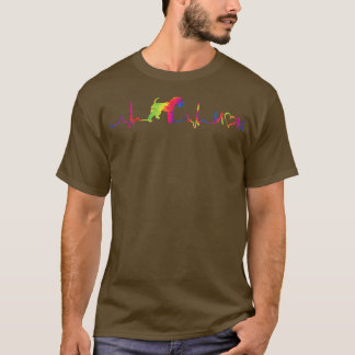 絞り染めカラフルワイヤキツネテリアハートビートEKG T- Tシャツ