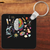 絞り染めカラフル脳科学芸術神経科学Ne キーホルダー (裏面)