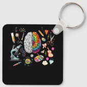 絞り染めカラフル脳科学芸術神経科学Ne キーホルダー (裏面)