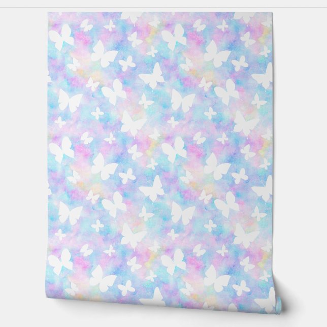 絞り染めカラフル蝶パターン 壁紙 (ほどく)