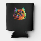 絞り染めキャットシャツ_カラフルタイダイの子猫 缶クーラー (正面)