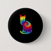 絞り染めキャットシャツ_カラフルタイダイの子猫 缶バッジ (正面)