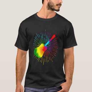 絞り染めギターミュージックデザインギタリカラフルスト Tシャツ