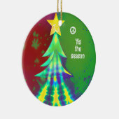 絞り染めクリスマスと平和のサインパーソナライズされた セラミックオーナメント (右)