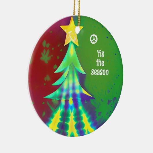 絞り染めクリスマスと平和のサインパーソナライズされた セラミックオーナメント (右)