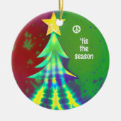 絞り染めクリスマスと平和のサインパーソナライズされた セラミックオーナメント (正面)