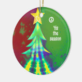 絞り染めクリスマスと平和のサインパーソナライズされた セラミックオーナメント (左)