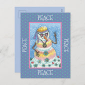 絞り染めグルービー雪だるま、世界のクリスマス シーズンポストカード (正面/裏面)