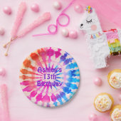 絞り染めグルーヴィヒッピーはっきりしたカラフル誕生日 ペーパープレート (パーティー)