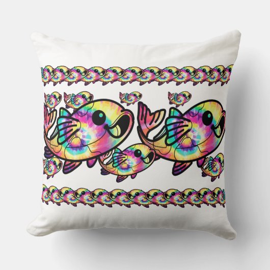 絞り染めコイ魚 クッション (正面)